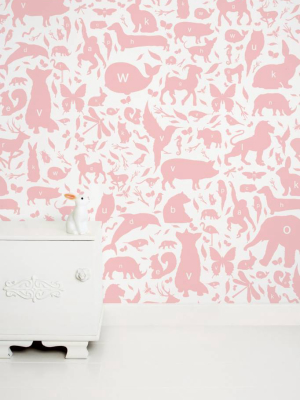 Animal Alphabet Kids Wallpaper In Pink By Kek Amsterdam