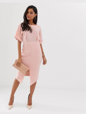 Asos Design Wiggle Midi Dress In Blush