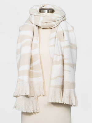 Women's Zebra Print Blanket Scarf - A New Day™ Beige