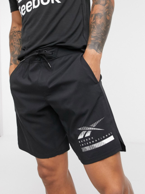 Reebok Training Shorts In Black With Reflective Logo