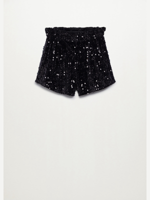 Ruched Sequin Shorts