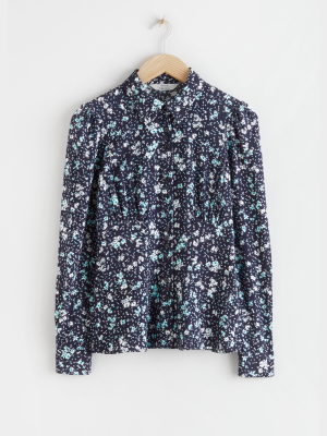 Floral Crepe Fitted Blouse