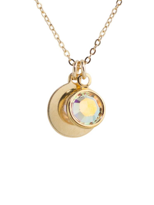 Iridescent Crystal + Disc Necklace