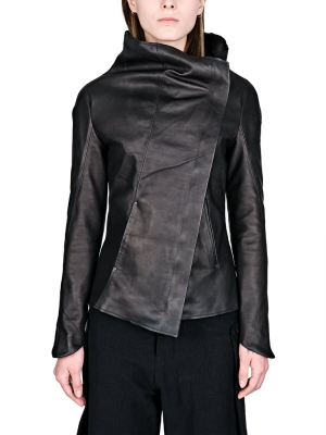 Asymmetric Zip Leather Jacket