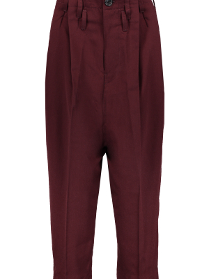 Wool Tuck Pant Bordeaux