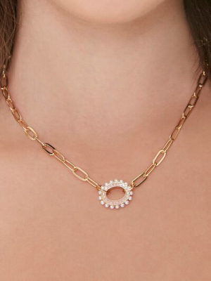 Faux Pearl Cutout Pendant Necklace