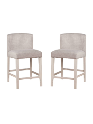 Set Of 2 Clarion Nonswivel Wing Arm Counter Height Stool Sea White - Hillsdale Furniture