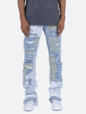 D101 Straight Denim - Blue/white