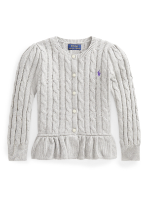 Cable Cotton Peplum Cardigan