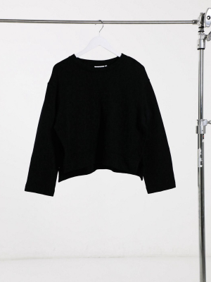 Weekday Donnie Organic Cotton Side Split Sweatshirt In Black