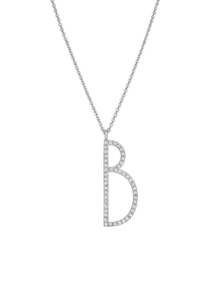 Type Letter "b" Diamond Pendant Necklace