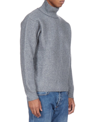 Maison Kitsuné Turtleneck Ribbed Knit Sweater