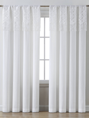 Macrame Attached Valence Sheer Curtain Panel White - Opalhouse™