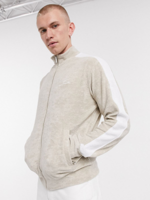 The Couture Club Set Track Jacket With Contrast Panel In Beige