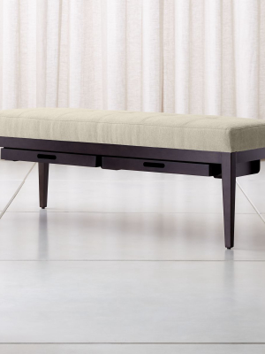 Nash Small Tufted Bench With Tray