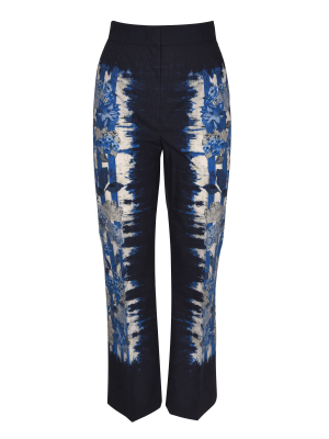 Alberta Ferretti Floral Frame Wide-leg Pants