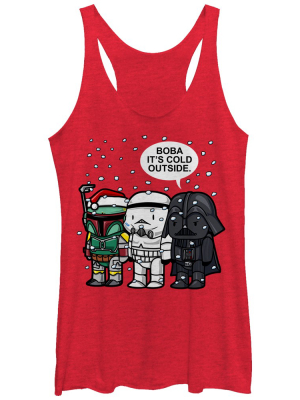 Women's Star Wars Christmas Boba It's Cold Outside Racerback Tank Top