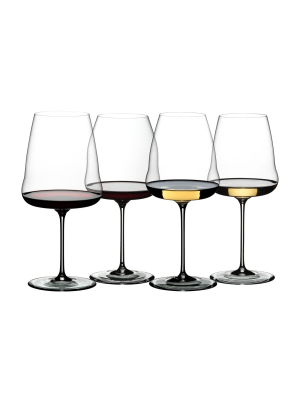 Riedel 5123/47 Winewings Red And White Wine Drinking Glasses Wine Tasting Set, Stemware, Crystal, Dishwasher Safe (4 Glasses)