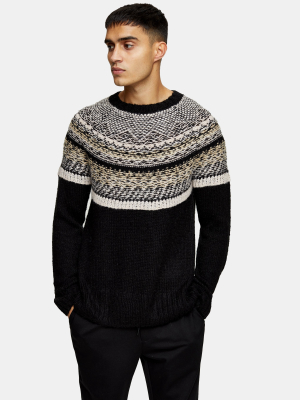 Black Yoke Detail Knitted Sweater