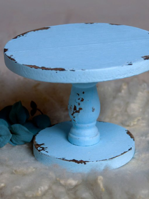 Rustic Cake Stand - 7in Tall - Blue