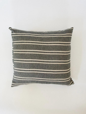 Dark Grey & Offwhite Striped Accent Pillow Case - 20x20 (final Sale)