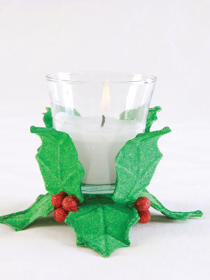 Gallerie Ii Flocked Holly Votive