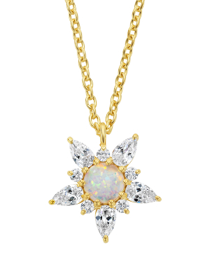 Opal & Diamond Wildflower Pendant