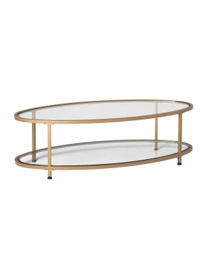 48" Camber Modern Glass Oval Coffee Table - Studio Designs