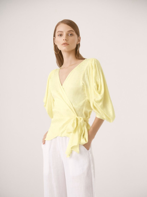 Puff Sleeve Wrap Top