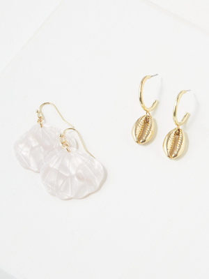 Aeo Resin Shell Earrings 2-pack