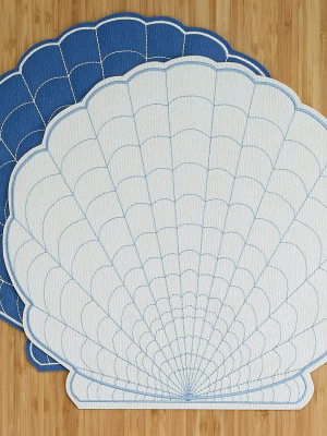 Bodrum Shell Placemat - White And Periwinkle