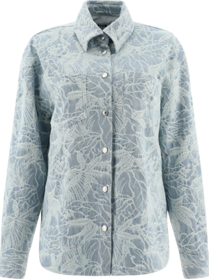 Msgm Floral Embroidered Buttoned Shirt Jacket