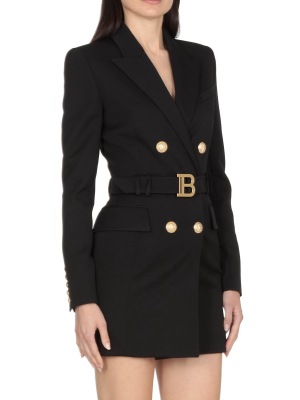 Balmain Logo Plaque Blazer Mini Dress