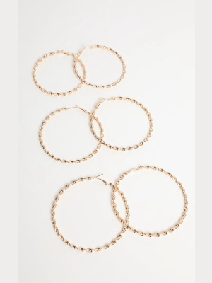 Gold Small Medium Large Twist Hoop Earring Pack