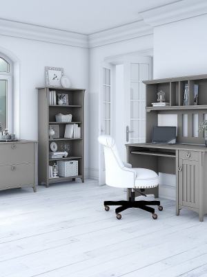 Bush Furniture Mission Desk W/hutch, Lat File Cab & 5 Shelf Bookcase, Capecod Gray Sal002cg