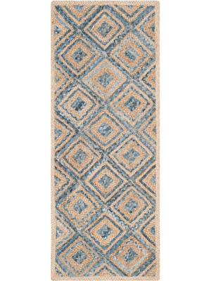 Cape Cod Natural/blue Runner Rug