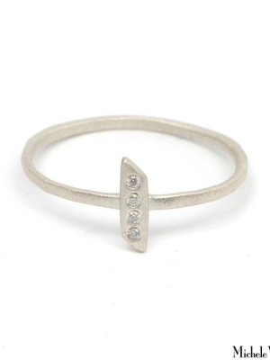 Silver And Diamond Parallelogram Ring