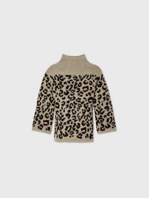 Maternity Animal Print Mock Turtleneck Pullover Sweater - Isabel Maternity By Ingrid & Isabel™ Brown/black