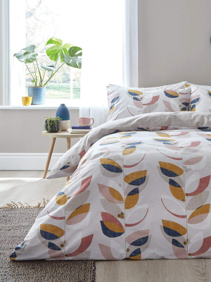 Layered Leaf Single Duvet Set In Natural 135x200cm