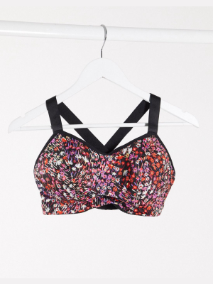 Pour Moi Energy Underwired Lightly Padded Convertible Sports Bra In Ditsy Floral