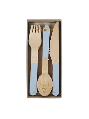 Blue Wooden Cutlery Set