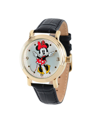 Women's Disney Minnie Mouse Shinny Vintage Articulating Watch With Alloy Case - Black