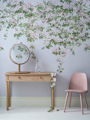 Classic Clematis Mural Wallpaper In Dusty Blue By Sian Zeng