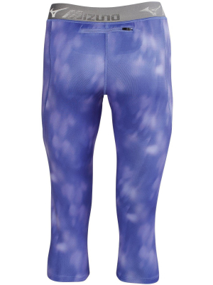 Mizuno Women's Impulse 3/4 Printed Running Tight Womens Size Extra Small In Color Heathered Royal Blue (5l5l)