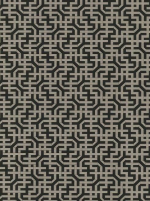 Dynastic Lattice Wallpaper In Black From The Traveler Collection By Ronald Redding