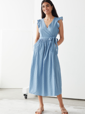 Ruffled Cotton Dobby Midi Dress