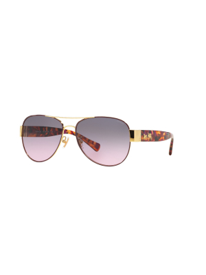 Coach Hc7059 924890 Female Pilot Lifestyle Sunglasses Violet