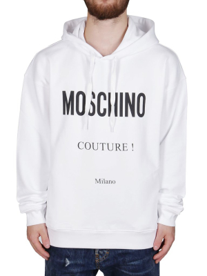 Moschino Logo Print Drawstring Hoodie