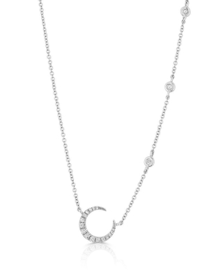 14kt White Gold Diamond Mini Lunar Necklace