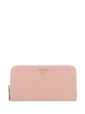 Prada Logo Plaque Large Zip-around Wallet